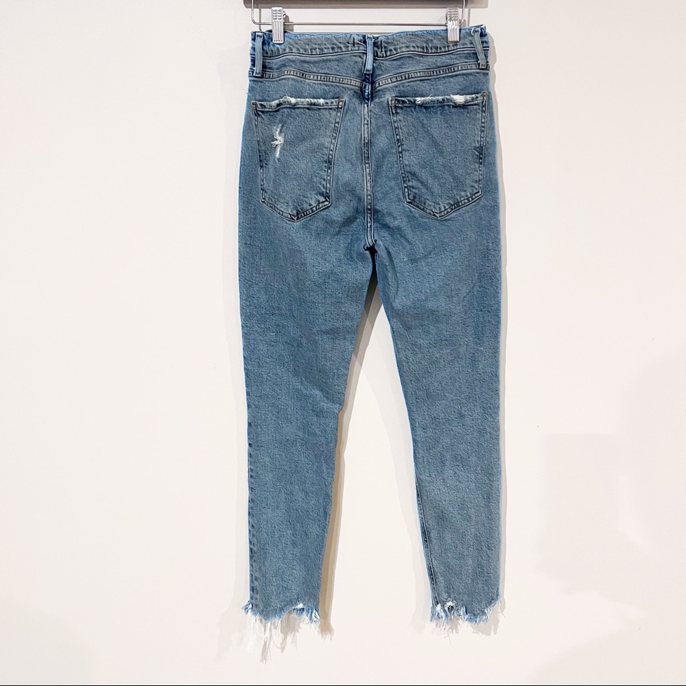 AGOLDE Nico High Rise Slim Fit Rooted Jeans Distressed Chewed Hem Denim Size 29 - Picture 4 of 10